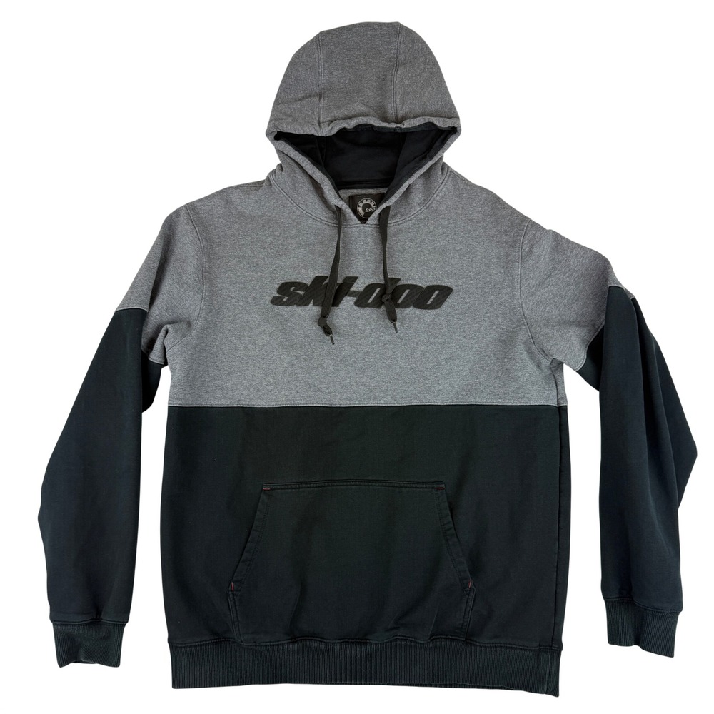 Ski-Doo Hoodie Mens Medium Grey Black BRP Colorblock Fleece Sweatshirt 454570